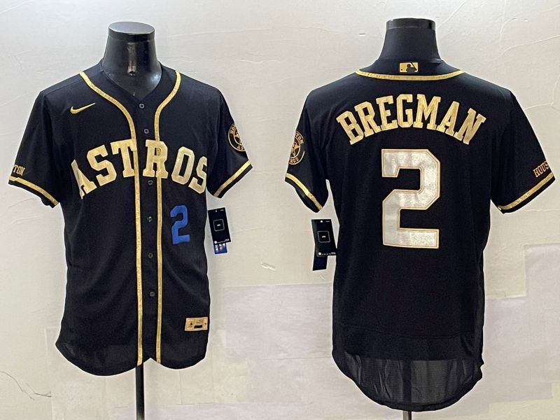 Men Houston Astros #2 Bregman Black Gold Elite 2025 Nike MLB Jersey style 4